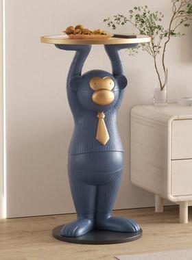 创意猴子托盘摆件艺术大型落地客厅沙发边几旁装饰品新家乔迁礼物