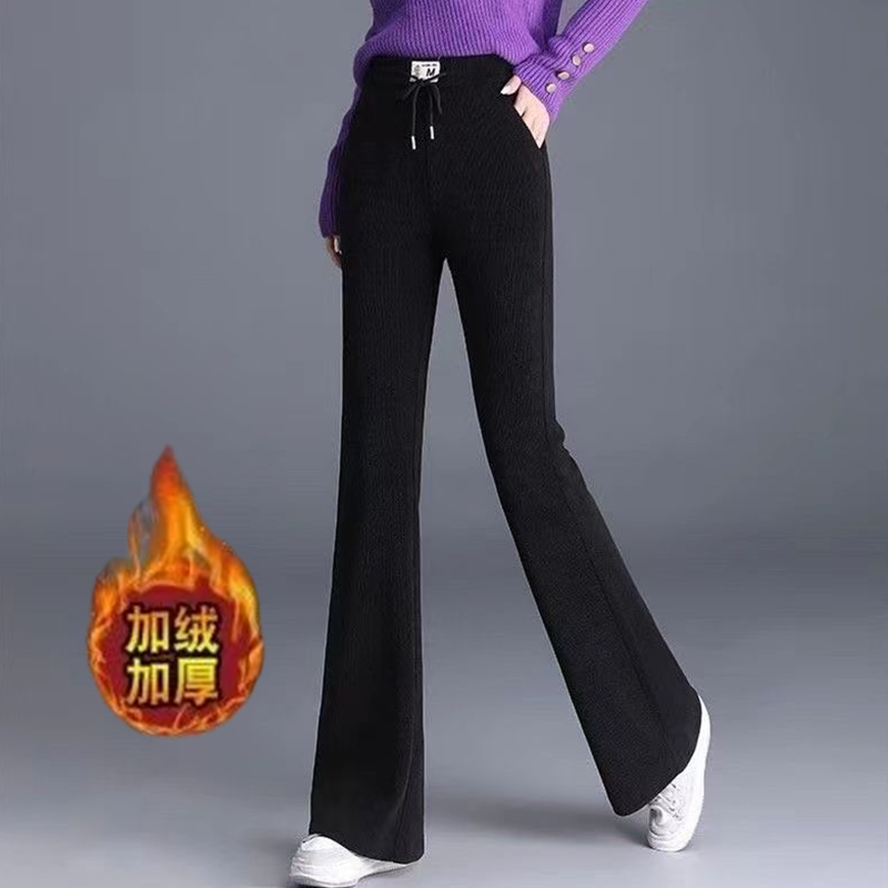 秋冬雪尼尔加绒加厚洋气微喇叭裤女休闲高腰显瘦中年妈妈保暖裤子,淘宝优惠券,粉丝福利购,淘宝优惠卷