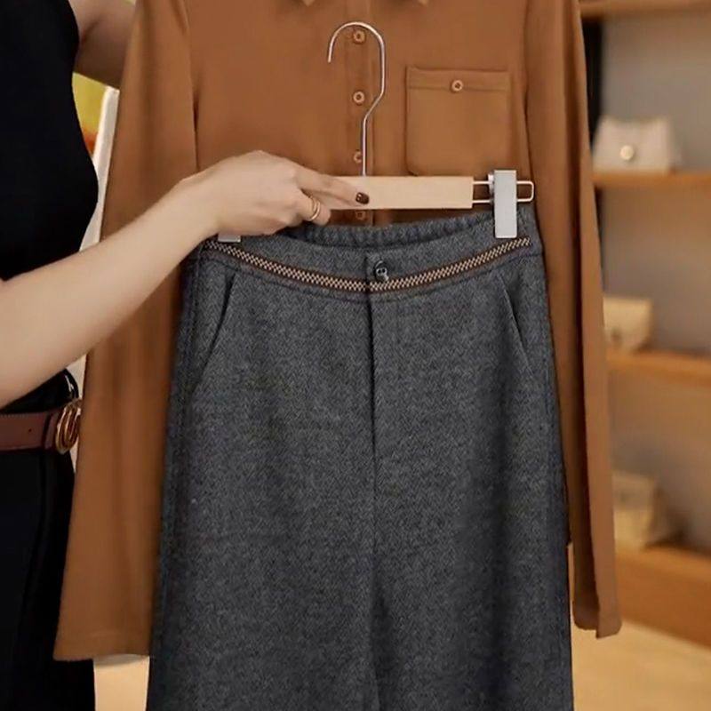 秋冬百搭洋气阔腿裤女高腰显瘦直筒裤大码慵懒风中年妈妈加厚裤子,淘宝优惠券,粉丝福利购,淘宝优惠卷