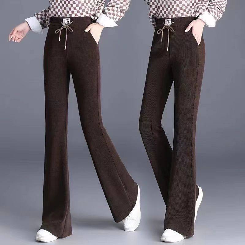 秋冬雪尼尔加绒加厚洋气微喇叭裤女休闲高腰显瘦中年妈妈保暖裤子,淘宝优惠券,粉丝福利购,淘宝优惠卷