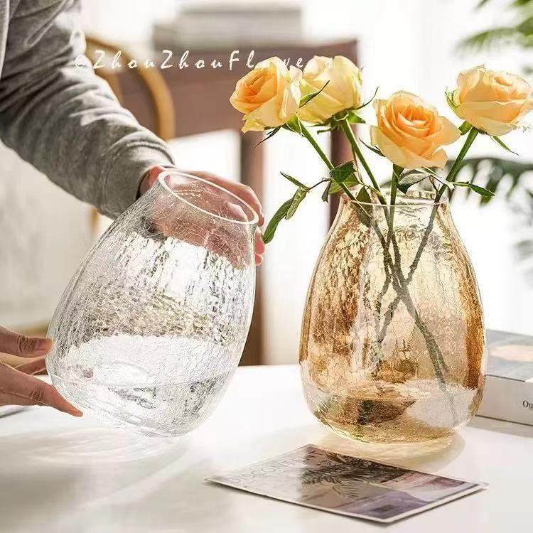 [大号玻璃]彩色花瓶冰裂纹鲜花插花摆件家居客厅餐厅玻璃装饰品,淘宝优惠券,粉丝福利购,淘宝优惠卷