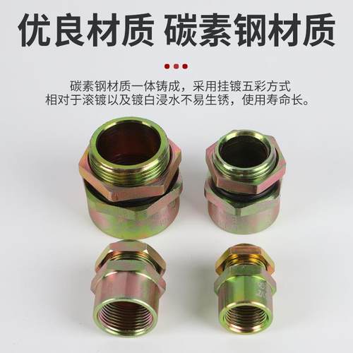 防爆穿板桥架接头电线缆接头镀锌钢管G3/4内外丝碳钢桥架连接管件 - 图0