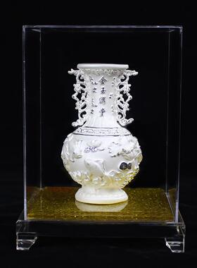 纯银花瓶摆件工艺品花开富贵金玉满堂中式玄关乔迁新房装饰品平安