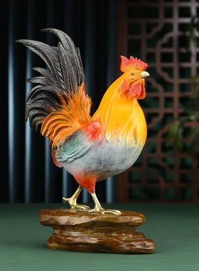 彩铜大吉大利公鸡摆件纯铜生肖鸡家居饰品客厅办公室桌面装饰品