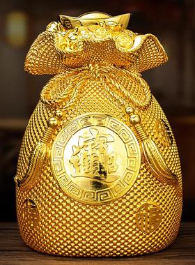 2024新款金钱袋摆件聚宝盆招财存钱筒开店开业礼物祇进不出存钱罐