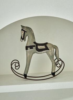 欧洲覆古怀旧木铁摇马装饰品客厅书房酒柜橱柜家居装饰陈设