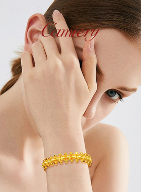 金色蕾丝波浪纹黄财神手链女轻奢