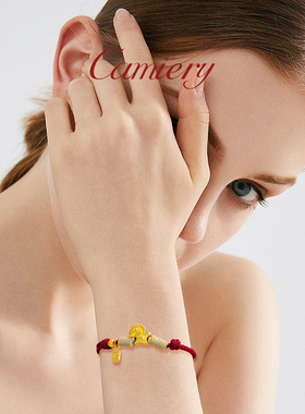 摇摇马钱币马年本命年红绳手链女