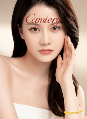 CAMIERY【新店福利】24K真金镀金 古法拉丝镶嵌手镯 气质百搭保色
