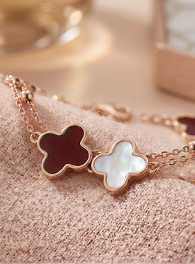 玫瑰金四叶草手链女款2026新款