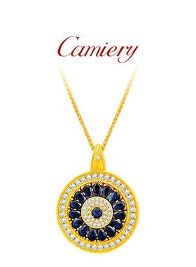 CAMIERY 三色花罗盘项链项链男女同款护身符本命年转运 镀24K金