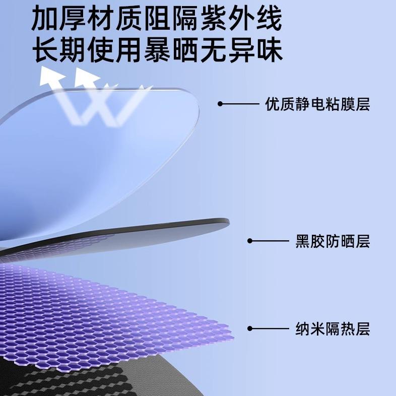 汽车通用黑胶静电膜吸附遮阳挡防晒隔热遮阳帘侧窗侧挡车用遮阳板 - 图0