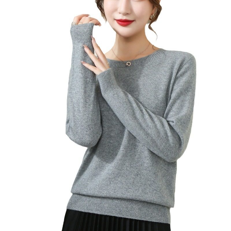 100%纯小山羊绒毛衣女士百搭休闲简约纯色长袖针织打底衫秋冬新款,淘宝优惠券,粉丝福利购,淘宝优惠卷