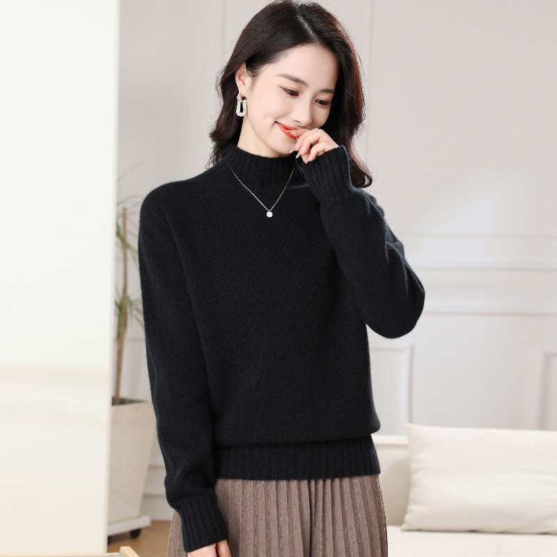 100纯山羊绒针织打底衫女秋冬新款中高领简约百搭长袖打底衫,淘宝优惠券,粉丝福利购,淘宝优惠卷