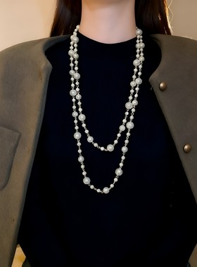 国风长款珍珠项链2025新款爆款女夏季高级新中式旗袍配饰毛衣链