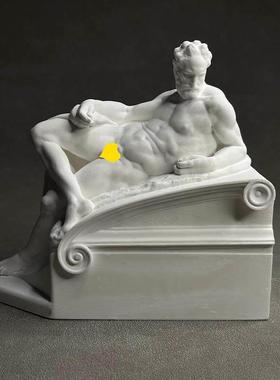 洛伦佐·德·美第奇石膏像米开朗基罗雕塑桌面书架酒柜装饰摆件