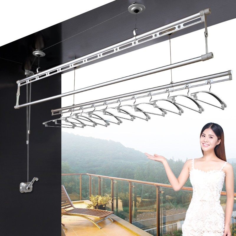 升降晾衣架手摇三杆晾衣杆室内双杆式自动折叠阳台晒被手动凉衣架,淘宝优惠券,粉丝福利购,淘宝优惠卷