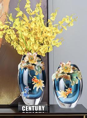 入户玄关玻璃花瓶摆件轻奢高级感酒柜客厅电视柜展示柜乔迁装饰品