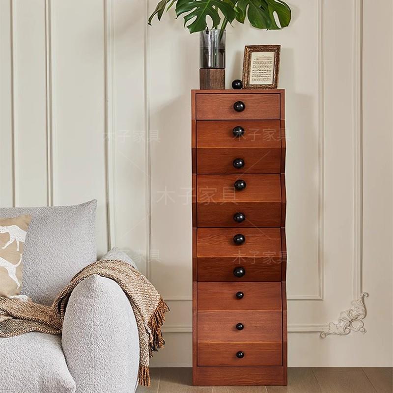 法式中古风白蜡木家俱五斗柜客厅沙发覆古小立柜设计师卧室收纳柜 - 图2