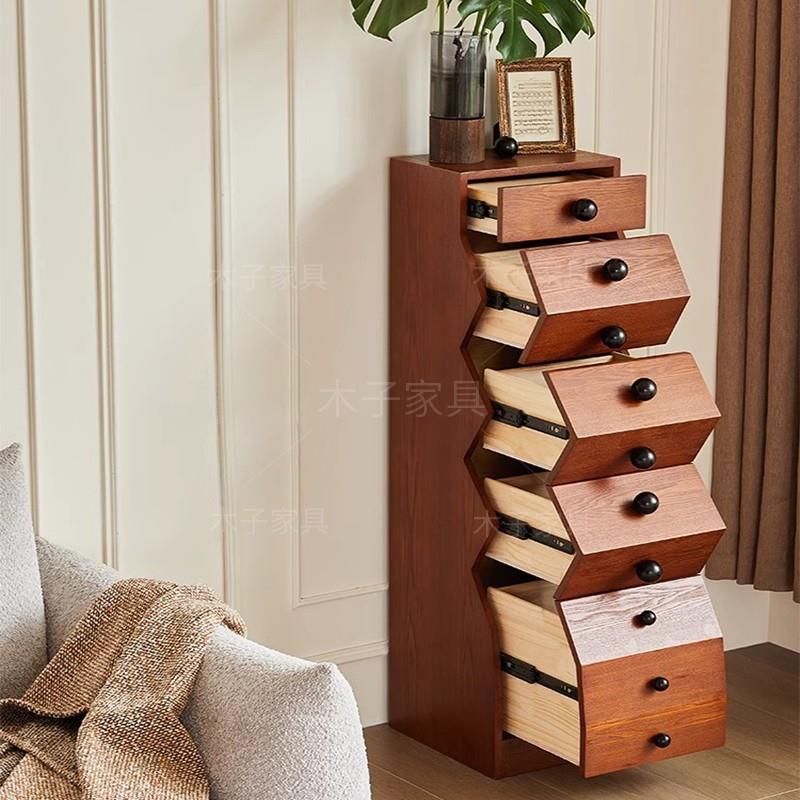 法式中古风白蜡木家俱五斗柜客厅沙发覆古小立柜设计师卧室收纳柜 - 图0