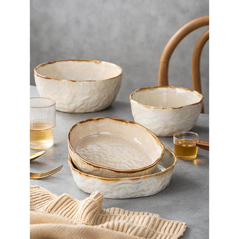 简约北欧风陶瓷盘碗餐具西式沙拉碗家用盘子菜盘创意米饭碗汤面碗,淘宝优惠券,粉丝福利购,淘宝优惠卷