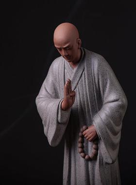 颂物创意小和尚摆件禅意陶瓷人物小沙弥中式客厅玄关茶桌面装饰品