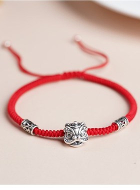 999足银醒狮手链手绳手t工编织情侣款中国风女男本命年生日礼物