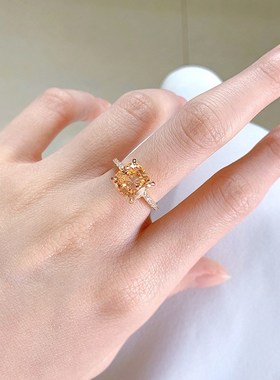 珠宝 2023新款S925银轻奢气质高H碳钻9*9mm肥方时尚百搭戒指