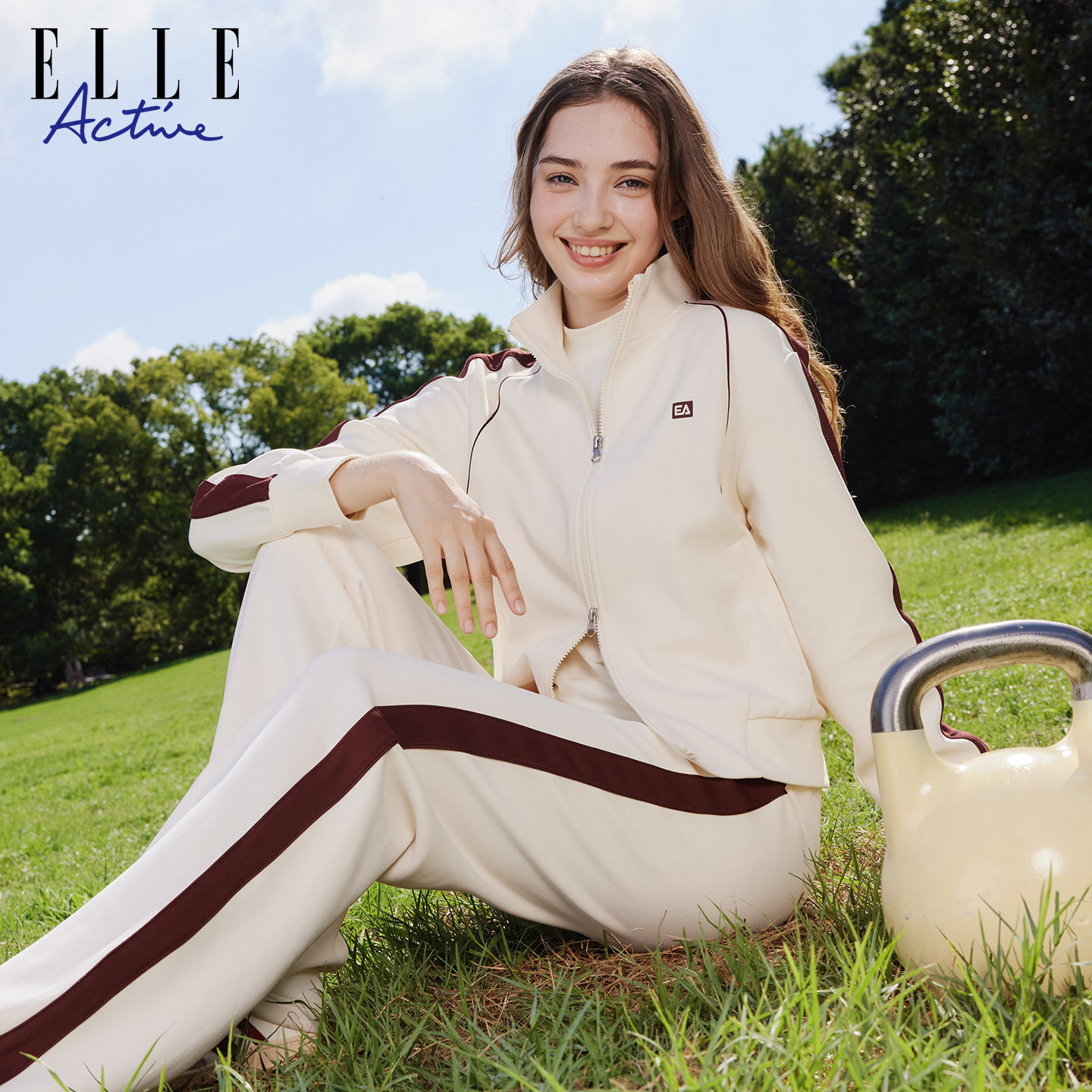 ELLE ACTIVE立领运动外套25年秋款舒适透气休闲简约连肩撞色上衣,淘宝优惠券,粉丝福利购,淘宝优惠卷