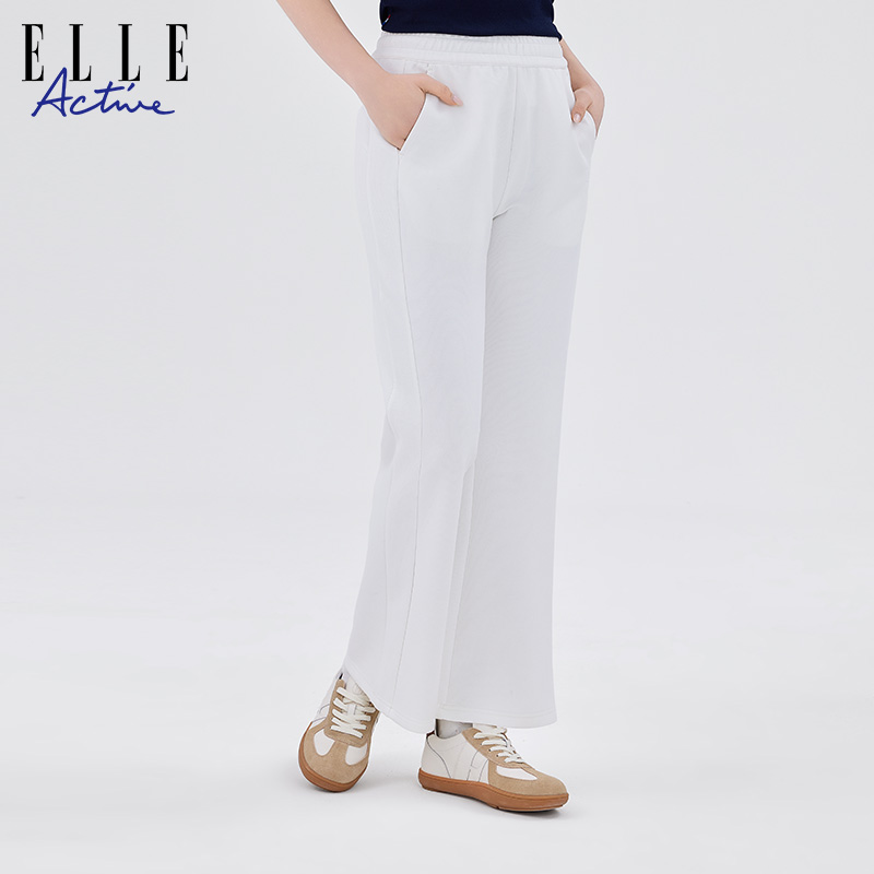ELLE ACTIVE裤子女装新款长裤休闲松紧腰舒适显瘦微喇裤运动长裤 - 图2