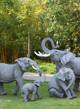 户外大型彷真动物大象玻璃钢雕塑工艺品公园景区装饰落地大摆件
