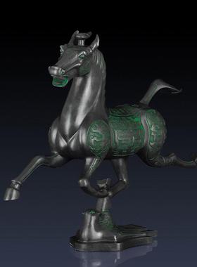 威弗列德中式马踏飞燕摆件办公室动物饰品铜奔马礼品纯黄铜马摆件