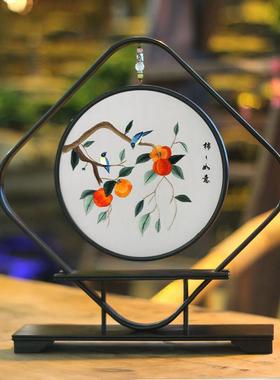 有福湘绣博古架摆件千里江山手工刺绣非苏绣装饰双面绣结婚礼物