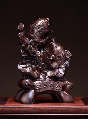 乌木雕刻富力有富余葫芦饰品实木家居客厅办公室电视柜装饰生日礼