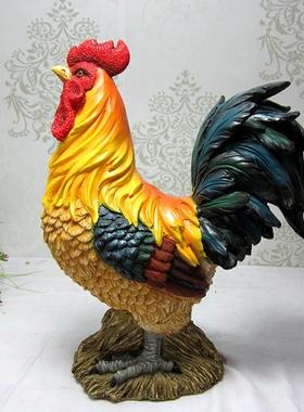 树脂工艺品彷真动物12生肖大公鸡母鸡摆件客厅酒柜吉祥物家居饰品