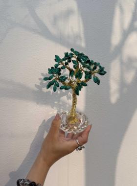 发财树摆件桌面合金水晶客厅卧室送礼摆件高档