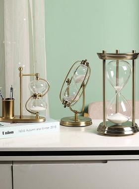 轻奢沙漏摆件计时器办公室桌面现代客厅电视柜书柜创意家居装饰品