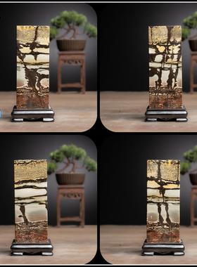 内有多款国画石草花石小方柱印章17.5*6*6CM四方来财家居风水摆件