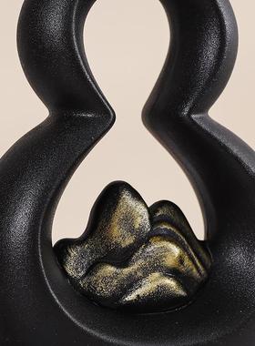 新中式葫芦花瓶陶瓷桌面客厅插花干花摆件轻奢玄关酒柜家居装饰品