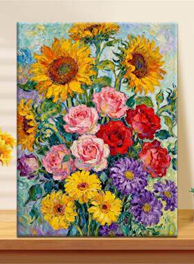 芳丛染霞 diy数字油画2025新款丙烯画手工填充填色花卉丙烯油彩画