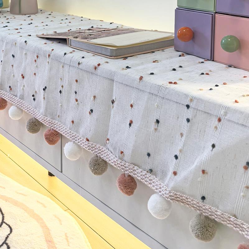 Small fresh colorful wool dots TV cabinet table mat machine computer case dust cover cloth anti-cat hair cover cloth