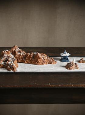 新中式创意沙盘枯山水假山造景摆件禅意玄关客厅桌面酒店大堂装饰