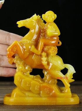 马上封侯摆件寿山石雕马上封侯步步高升客厅办公室摆件观赏工艺