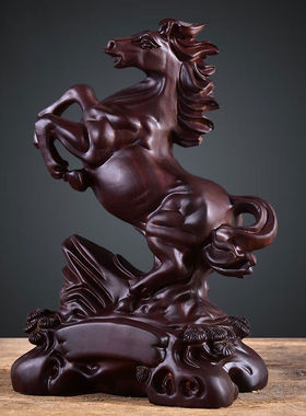 黑檀木雕马摆件红木实木马工艺饰品雕刻马到成功家居摆设商业礼品