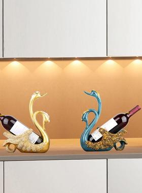 新中式天鹅酒架摆件玄关展示柜客厅电视柜葫芦装饰品乔迁新居礼品