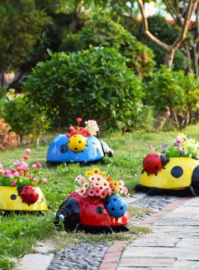 户外园林小品仿真动物花盆栽甲虫景观花缸摆设工艺品别墅庭院装饰