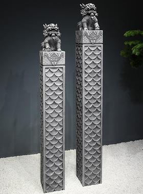 拴马桩仿石雕庭院装饰乔迁入户玄关狮子麒麟貔貅禅意中式落地摆件