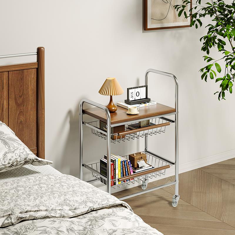 中古风客厅茶几家用卧室收纳阳台茶台桌沙发边几可移动复古小推车 - 图2