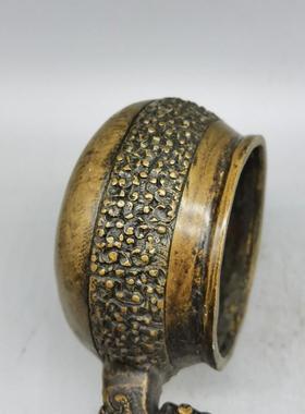 旧藏铜器古玩杂项黄铜工艺品汤勺中医文化方面摆设铜药勺摆件