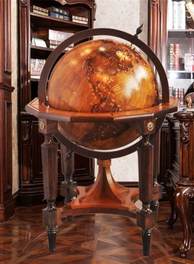 博通 M立体浮雕实木地球仪 宾馆酒店客厅大堂落地家居礼品